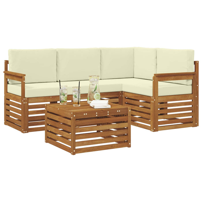 Seturi de canapele 5 pcs Natural și Crem Lemn Solid de Acacia - WALTI WALTI