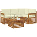 Seturi de canapele 5 pcs Natural și Crem Lemn Solid de Acacia - WALTI WALTI