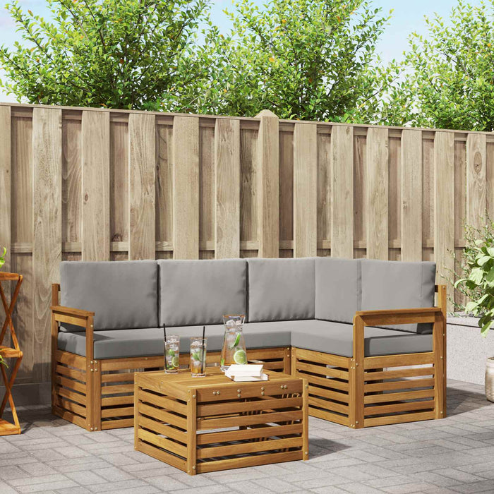 Seturi de mobilier 5 pcs Gri natural și deschis Lemn compozit - WALTI WALTI