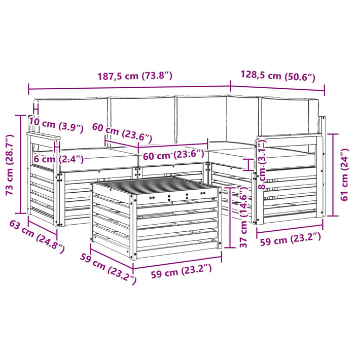 Seturi de mobilier 5 pcs Gri natural și deschis Lemn compozit - WALTI WALTI