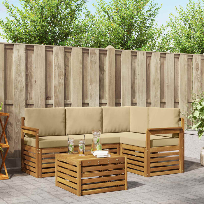 Seturi de mobilier cu pernă 5 pcs Natural și Bej Lemn compozit - WALTI WALTI