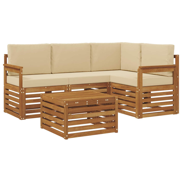 Seturi de mobilier cu pernă 5 pcs Natural și Bej Lemn compozit - WALTI WALTI