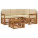 Seturi de mobilier cu pernă 5 pcs Natural și Bej Lemn compozit - WALTI WALTI