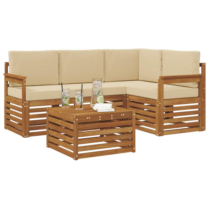 Seturi de mobilier cu pernă 5 pcs Natural și Bej Lemn compozit - WALTI WALTI