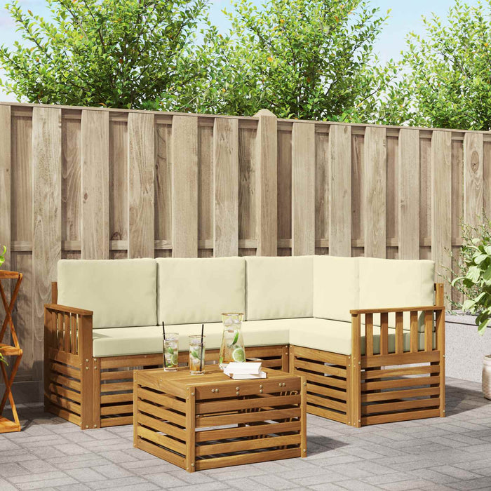 Seturi de mobilier cu pernă 5 pcs Natural și Crem Lemn compozit - WALTI WALTI