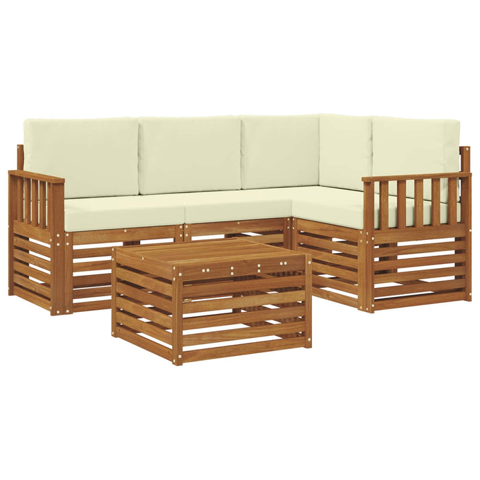 Seturi de mobilier cu pernă 5 pcs Natural și Crem Lemn compozit - WALTI WALTI