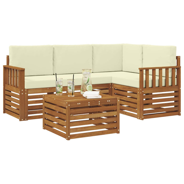 Seturi de mobilier cu pernă 5 pcs Natural și Crem Lemn compozit - WALTI WALTI