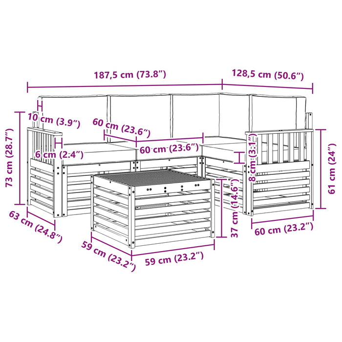 Seturi de mobilier cu pernă 5 pcs Natural și Crem Lemn compozit - WALTI WALTI