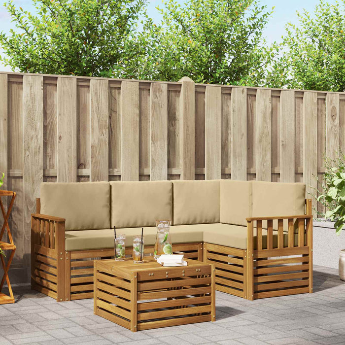Seturi de mobilier cu pernă 5 pcs Natural și Bej Lemn compozit - WALTI WALTI