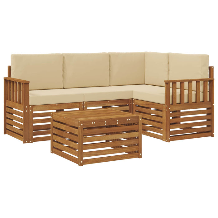 Seturi de mobilier cu pernă 5 pcs Natural și Bej Lemn compozit - WALTI WALTI