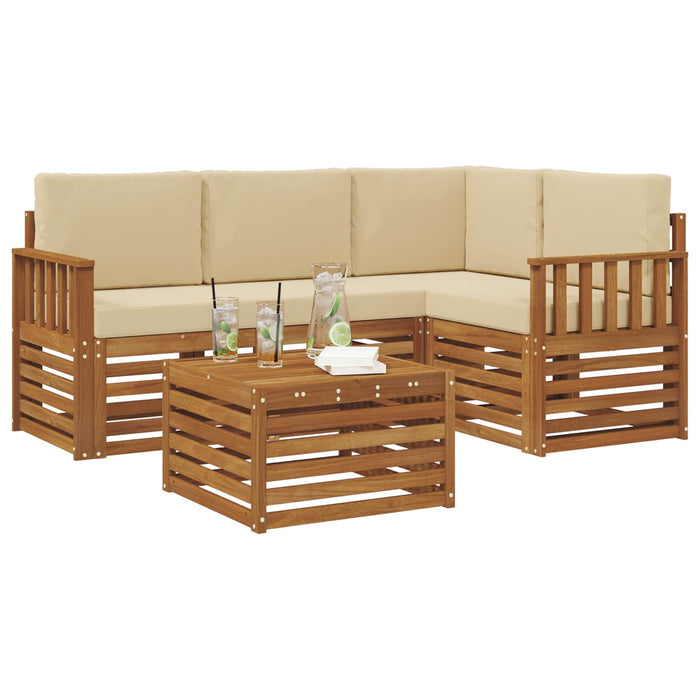 Seturi de mobilier cu pernă 5 pcs Natural și Bej Lemn compozit - WALTI WALTI