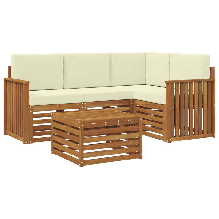 Seturi de mobilier cu pernă 5 pcs Natural și Crem Lemn compozit - WALTI WALTI
