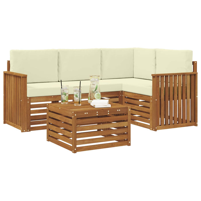 Seturi de mobilier cu pernă 5 pcs Natural și Crem Lemn compozit - WALTI WALTI