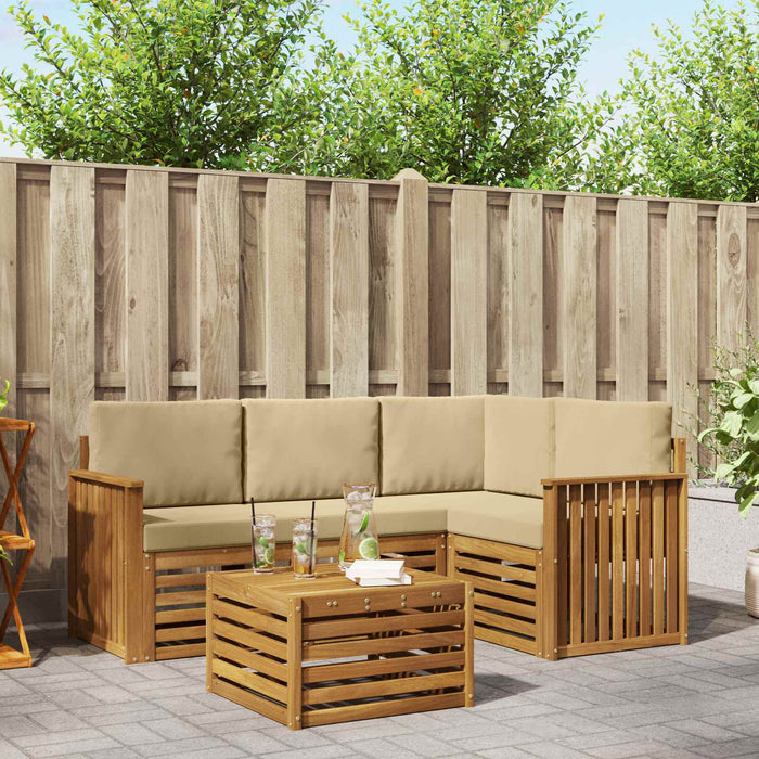 Seturi de canapele 5 pcs Natural și Bej Lemn Solid de Acacia - WALTI WALTI