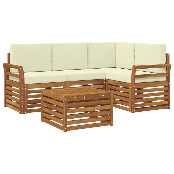Seturi de canapele 5 pcs Natural și Crem Lemn Solid de Acacia - WALTI WALTI