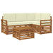 Seturi de canapele 5 pcs Natural și Crem Lemn Solid de Acacia - WALTI WALTI
