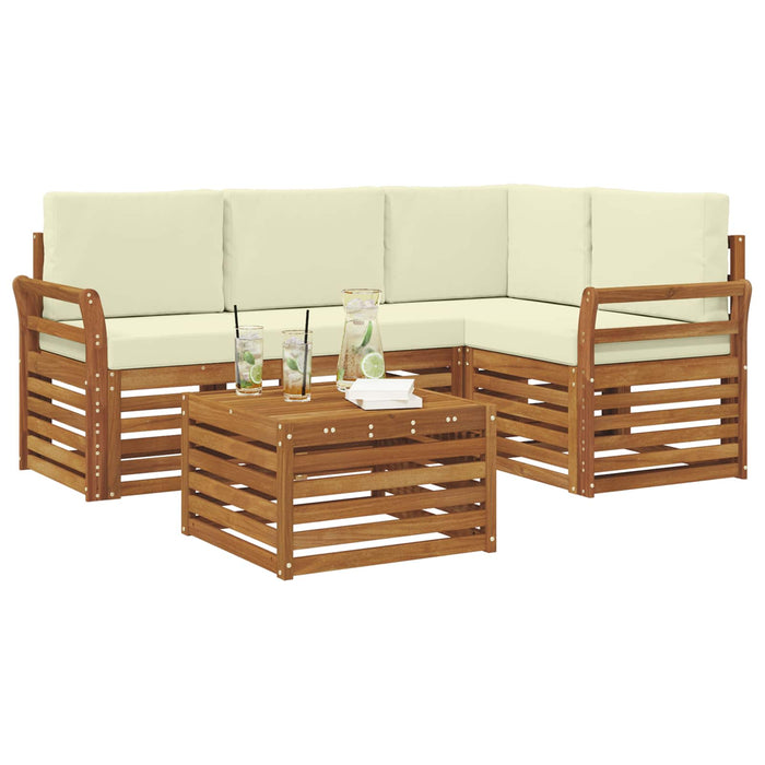 Seturi de canapele 5 pcs Natural și Crem Lemn Solid de Acacia - WALTI WALTI