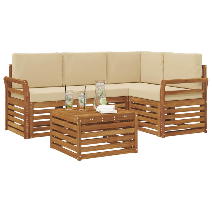Seturi de mobilier cu pernă 5 pcs Natural și Bej Lemn compozit - WALTI WALTI