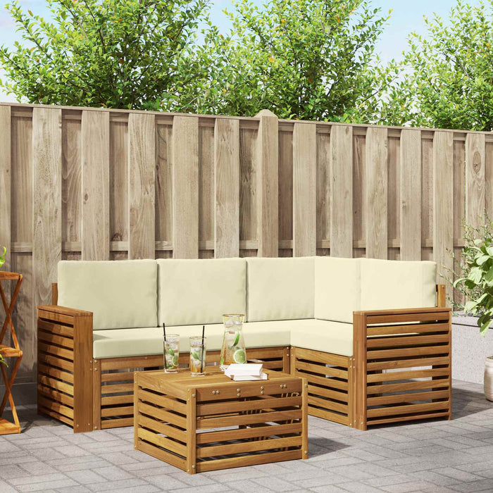 Seturi de canapele 5 pcs Natural și Crem Lemn Solid de Acacia - WALTI WALTI
