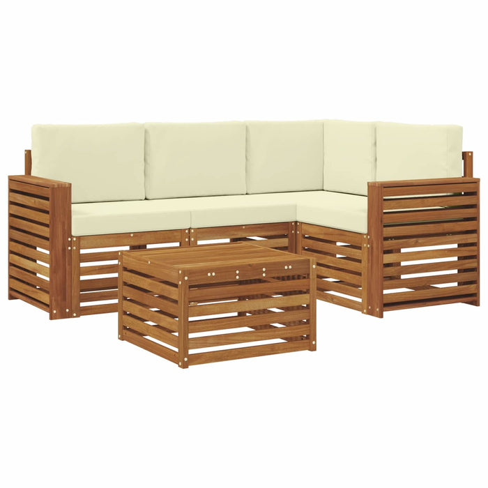 Seturi de canapele 5 pcs Natural și Crem Lemn Solid de Acacia - WALTI WALTI