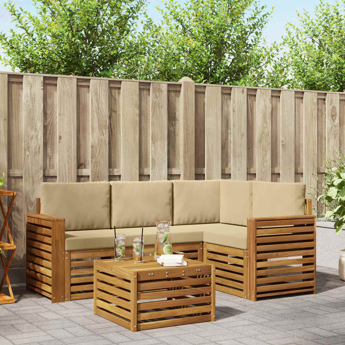 Seturi de mobilier cu pernă 5 pcs Natural și Bej Lemn compozit - WALTI WALTI