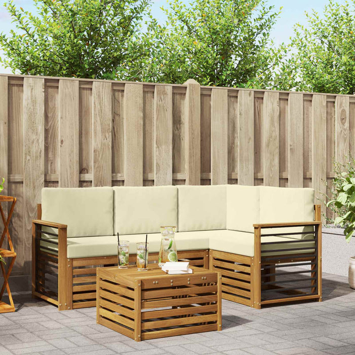 Seturi de mobilier cu pernă 5 pcs Natural și Crem Lemn compozit - WALTI WALTI