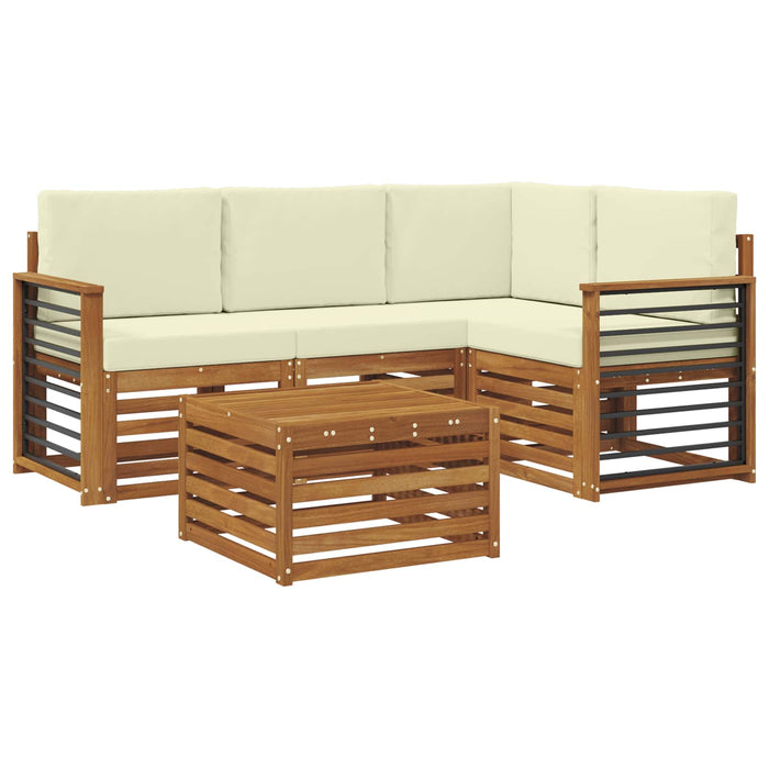 Seturi de mobilier cu pernă 5 pcs Natural și Crem Lemn compozit - WALTI WALTI