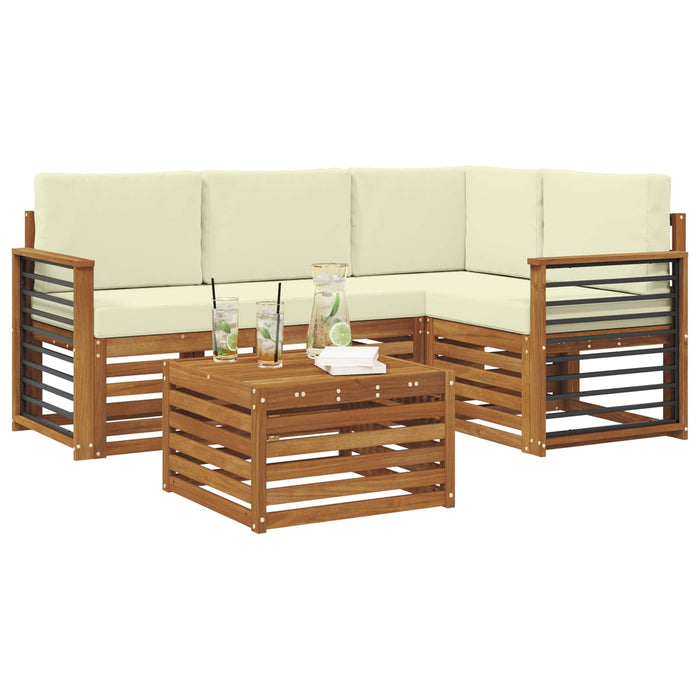 Seturi de mobilier cu pernă 5 pcs Natural și Crem Lemn compozit - WALTI WALTI