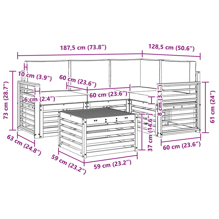 Seturi de mobilier 5 pcs Gri natural și deschis Lemn compozit - WALTI WALTI