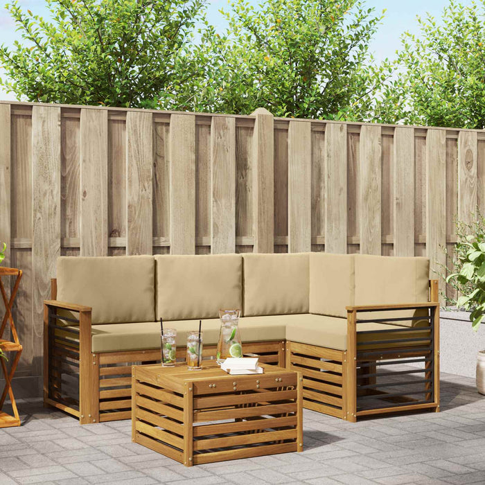 Seturi de mobilier cu pernă 5 pcs Natural și Bej Lemn compozit - WALTI WALTI