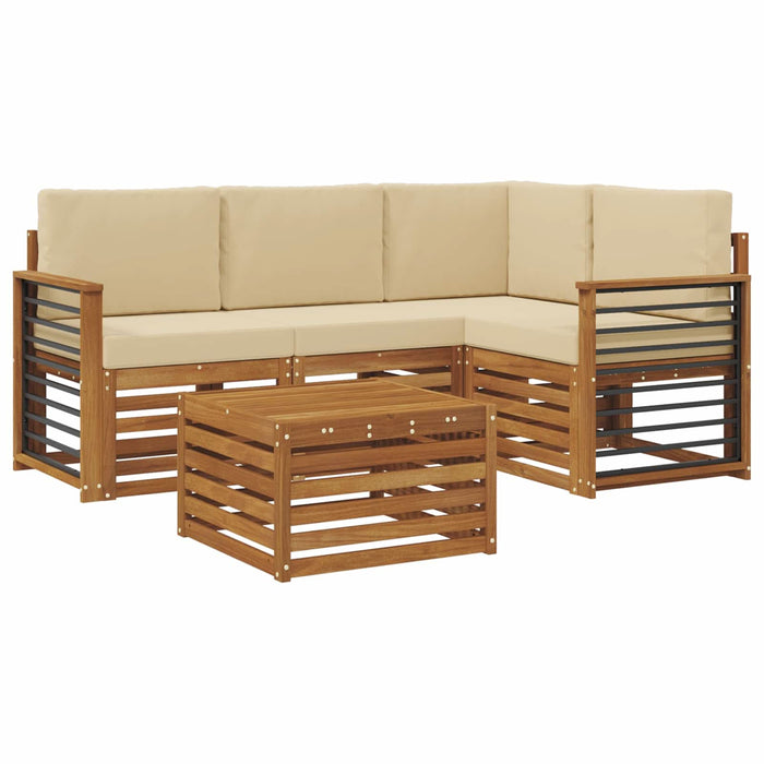 Seturi de mobilier cu pernă 5 pcs Natural și Bej Lemn compozit - WALTI WALTI