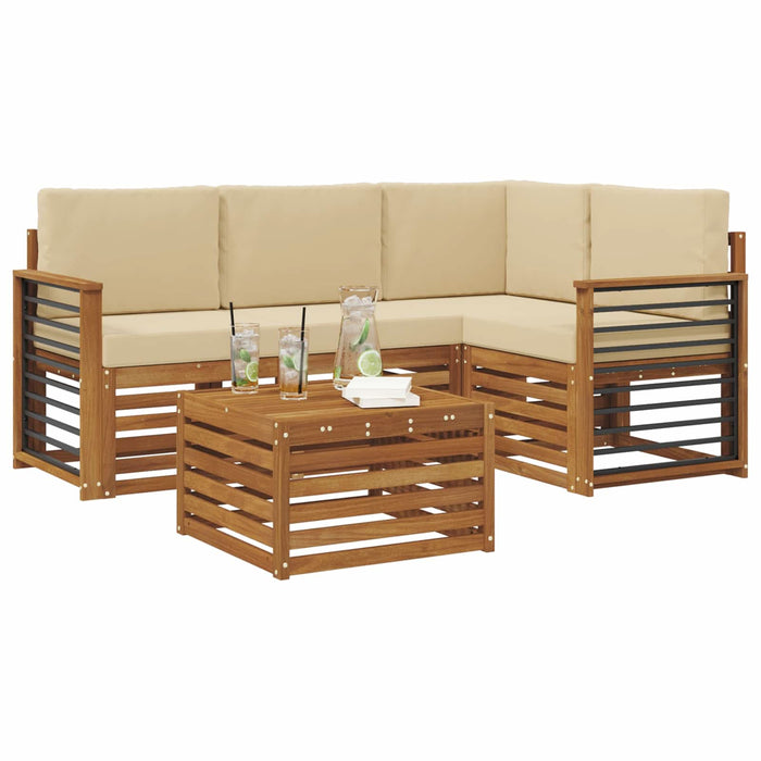 Seturi de mobilier cu pernă 5 pcs Natural și Bej Lemn compozit - WALTI WALTI