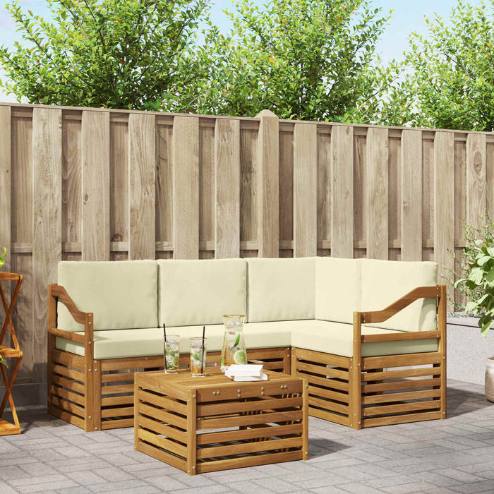 Seturi de mobilier cu pernă 5 pcs Natural și Crem Lemn compozit - WALTI WALTI