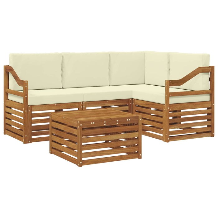 Seturi de mobilier cu pernă 5 pcs Natural și Crem Lemn compozit - WALTI WALTI