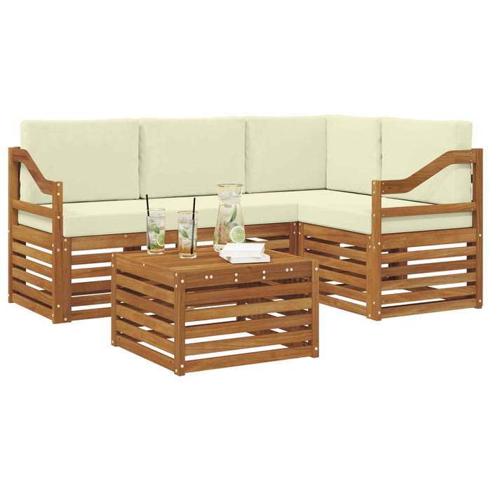 Seturi de mobilier cu pernă 5 pcs Natural și Crem Lemn compozit - WALTI WALTI
