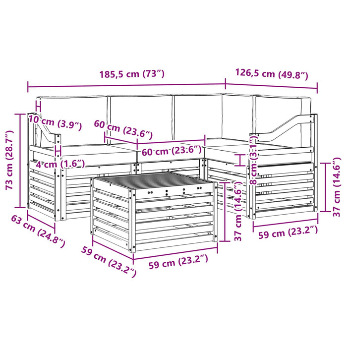 Seturi de mobilier cu pernă 5 pcs Natural și Crem Lemn compozit - WALTI WALTI