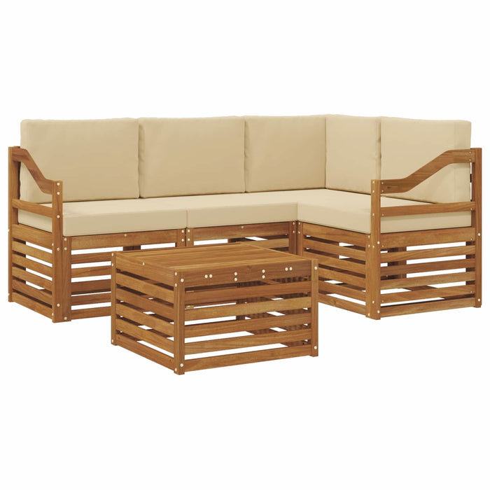Seturi de mobilier cu pernă 5 pcs Natural și Bej Lemn compozit - WALTI WALTI