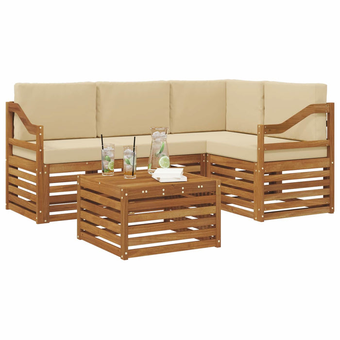 Seturi de mobilier cu pernă 5 pcs Natural și Bej Lemn compozit - WALTI WALTI