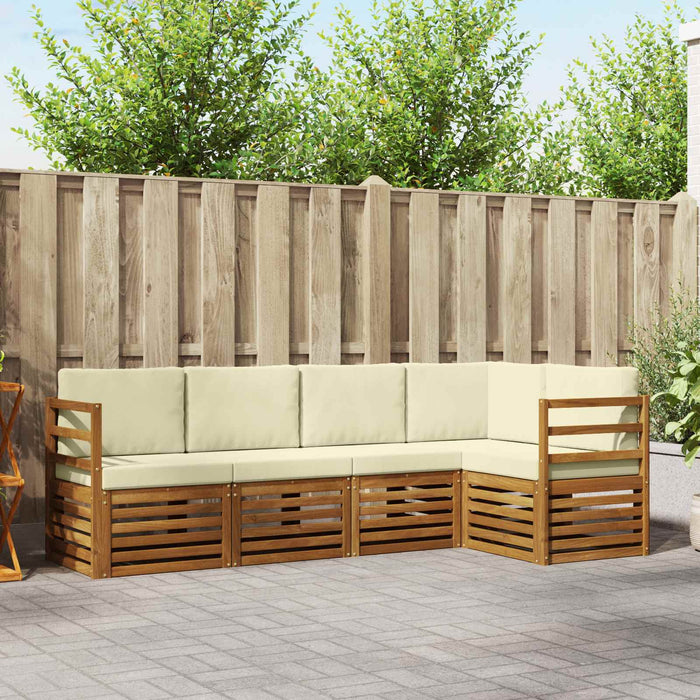 Seturi de canapele 5 pcs Natural și Crem Lemn Solid de Acacia - WALTI WALTI