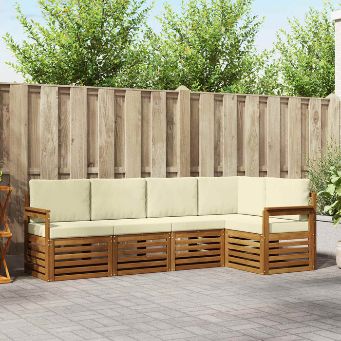 Seturi de canapele 5 pcs Natural și Crem Lemn Solid de Acacia - WALTI WALTI
