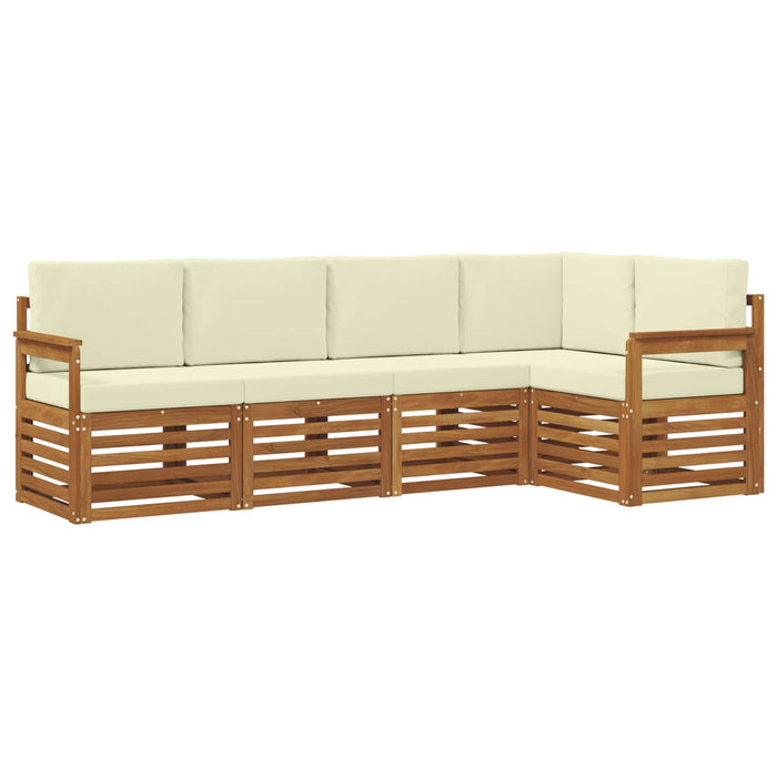 Seturi de canapele 5 pcs Natural și Crem Lemn Solid de Acacia - WALTI WALTI