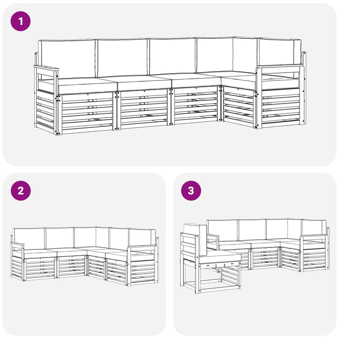 Seturi de canapele cu pernă 5 pcs Gri natural și deschis - WALTI WALTI