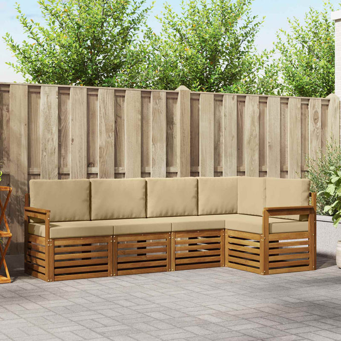 Seturi de canapele 5 pcs Natural și Bej Lemn Solid de Acacia - WALTI WALTI