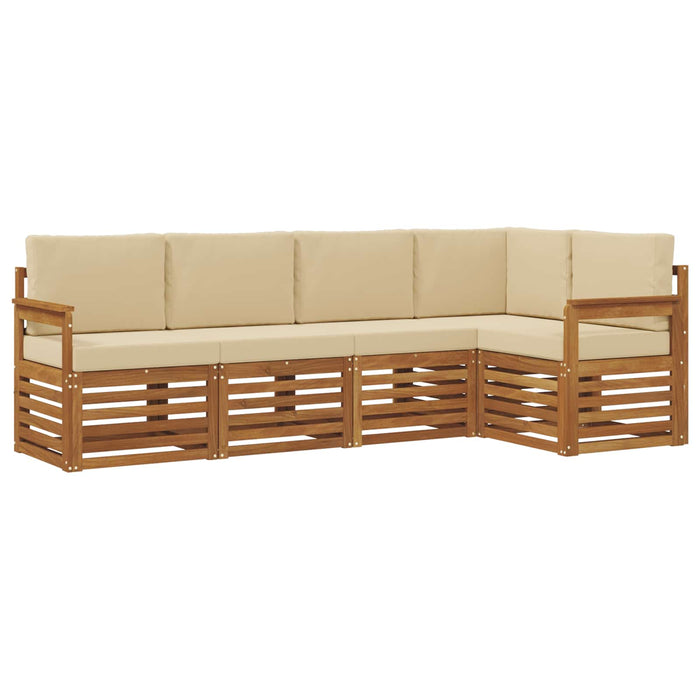 Seturi de canapele 5 pcs Natural și Bej Lemn Solid de Acacia - WALTI WALTI