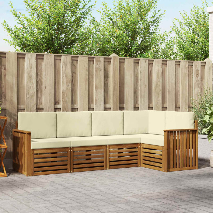 Seturi de canapele 5 pcs Natural și Crem Lemn Solid de Acacia - WALTI WALTI
