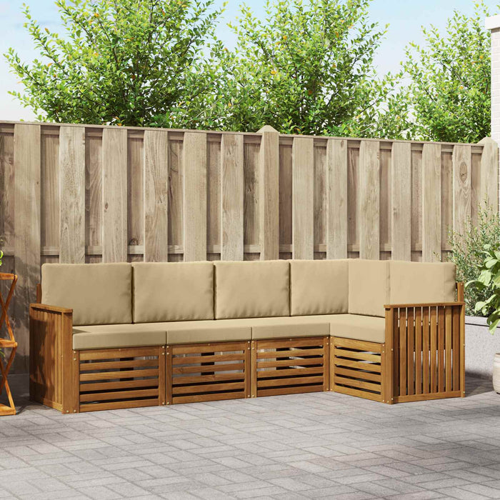 Seturi de canapele 5 pcs Natural și Bej Lemn Solid de Acacia - WALTI WALTI