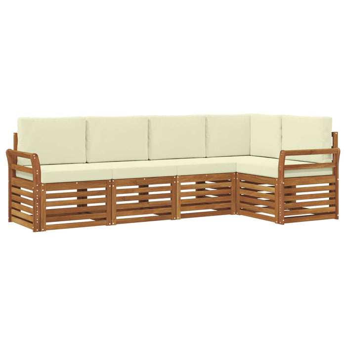 Seturi de canapele 5 pcs Natural și Crem Lemn Solid de Acacia - WALTI WALTI