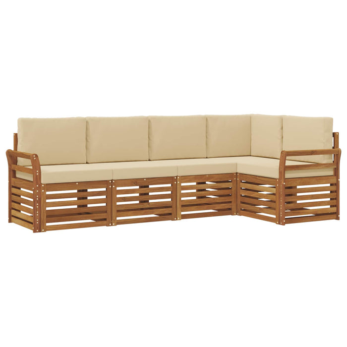 Seturi de canapele 5 pcs Natural și Bej Lemn Solid de Acacia - WALTI WALTI