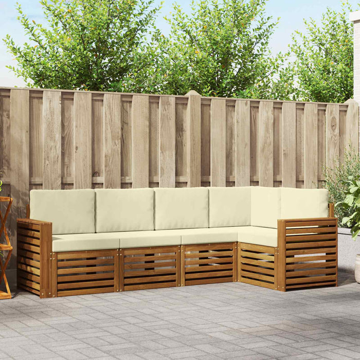 Seturi de canapele 5 pcs Natural și Crem Lemn Solid de Acacia - WALTI WALTI