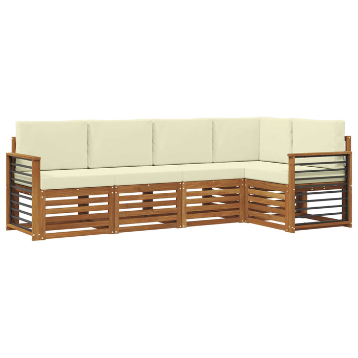 Seturi de canapele 5 pcs Natural și Crem Lemn Solid de Acacia - WALTI WALTI